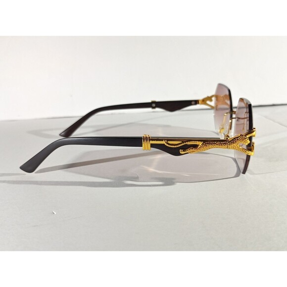Luxury Rimless Sunglasses Women's Brown Tint - Picture 5 of 9